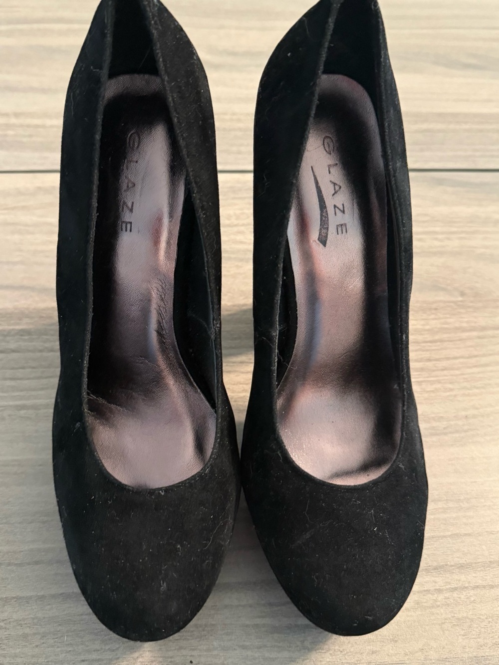Glaze Black Suede Round-Toe High Heels